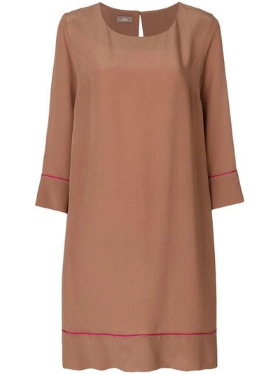 Altea Contrast Piping Dress - Brown
