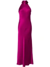 Galvan Tie-neck Sleeveless Silk Gown In Pink