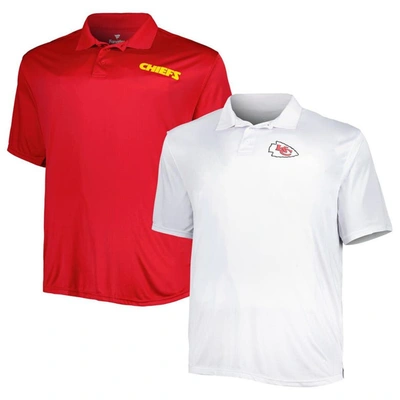 Fanatics Men's  Red, White Kansas City Chiefs Solid Two-pack Polo Shirt Set In Red,white