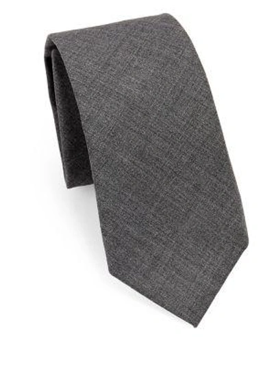 Brunello Cucinelli Striped Wool Tie In Medium Grey