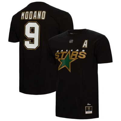 Mitchell & Ness Men's  Mike Modano Black Dallas Stars Name And Number T-shirt