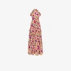 Borgo De Nor Silk Floral High Neck Maxi Dress In Multicolour