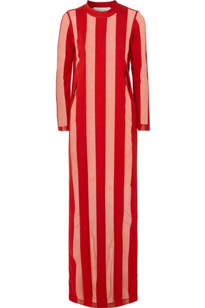 Marques' Almeida Marques'almeida Sheer Stripe Maxi Dress In Red