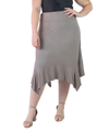 24seven Comfort Apparel Plus Size Elastic Waist Handkerchief Skirt In Brown
