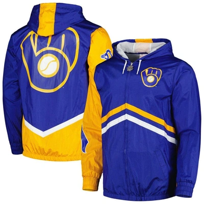 Mitchell & Ness Men's  Royal Milwaukee Brewers Undeniable Full-zip Hoodie Windbreaker Jacket