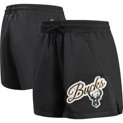 Pro Standard Black Milwaukee Bucks Script Woven Shorts