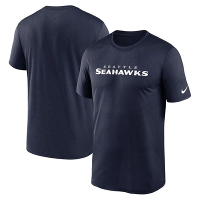 Nike College Navy Seattle Seahawks Legend Wordmark Performance T-shirt In Blue