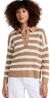 Faherty Miramar Linen & Organic Cotton Polo Sweater In Natural Stripe