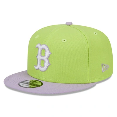 New Era Men's  Neon Green, Purple Boston Red Sox Spring Basic Two-tone 9fifty Snapback Hat In Neon Green,purple