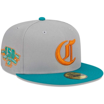 New Era Men's  Gray, Teal Cincinnati Reds 59fifty Fitted Hat In Gray,teal
