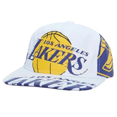 Mitchell & Ness Men's  White Los Angeles Lakers Hardwood Classics In Your Face Deadstock Snapback Hat In Purple/white
