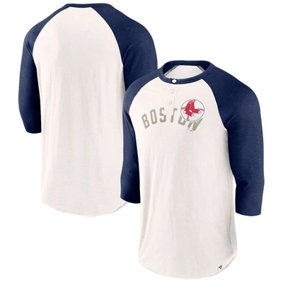 Fanatics Branded White/navy Boston Red Sox Backdoor Slider Raglan 3/4-sleeve T-shirt In White,navy