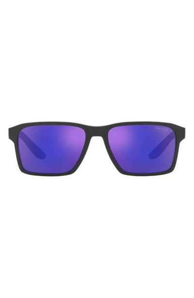 Prada 58mm Rectangular Sunglasses In Light Grey Gradient