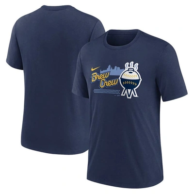 Nike Navy Milwaukee Brewers City Connect Tri-blend T-shirt
