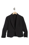 Atelier Luxe Ruched Sleeve Jacquard Blazer In Black