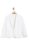 Atelier Luxe Ruched Sleeve Jacquard Blazer In White