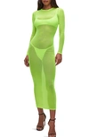 Good American Mesh Swim Cover-up Maxi Dress In Green