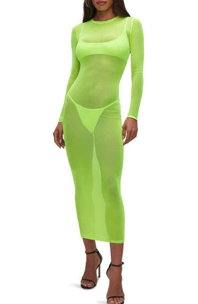 Good American Mesh Swim Cover-up Maxi Dress In Green