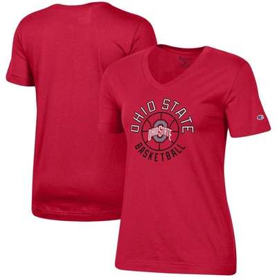 Champion Scarlet Ohio State Buckeyes Basketball V-neck T-shirt