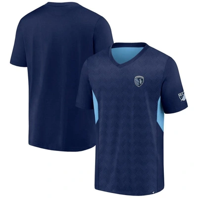Fanatics Branded Navy Sporting Kansas City Extended Play V-neck T-shirt