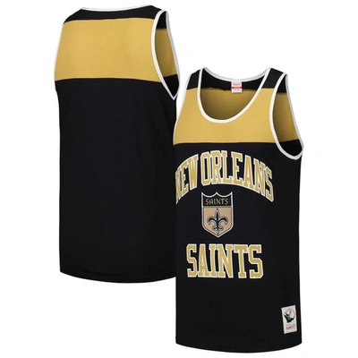 Mitchell & Ness Black/gold New Orleans Saints Gridiron Classics Heritage Colorblock Tank Top