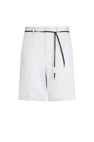 Marni Pressed Crease Drawstring Chino Shorts In White