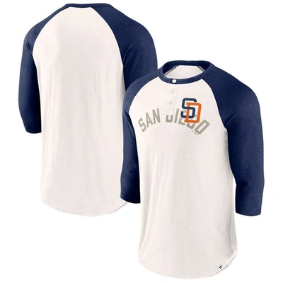Fanatics Branded White/navy San Diego Padres Backdoor Slider Raglan 3/4-sleeve T-shirt