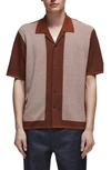 Rag & Bone Avery Camp-collar Herringbone Jacquard-knit Shirt In Burgundy