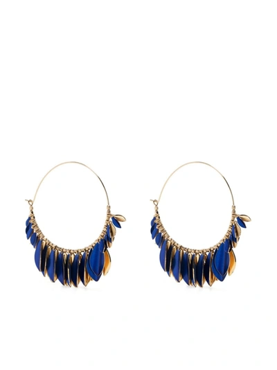 Isabel Marant Leaf Hoop Earrings In Neon Blue/silver