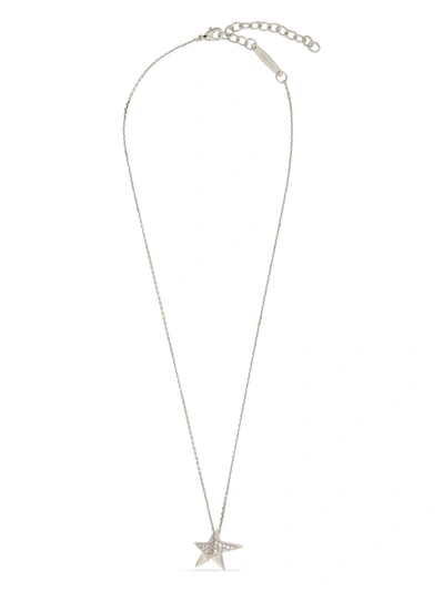 Ferragamo Crystal-embellished Star-pendant Necklace In Silver
