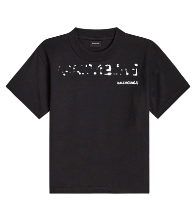 Balenciaga Black T-shirt For Kids With Logo In 블랙,화이트