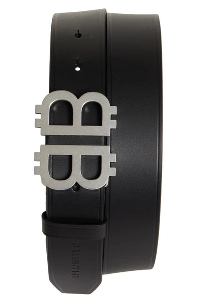 Balenciaga 3.5cm Crypto Bb Leather Belt In Black