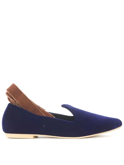 Gia Couture Nikko Brown And Blue Velvet Flats
