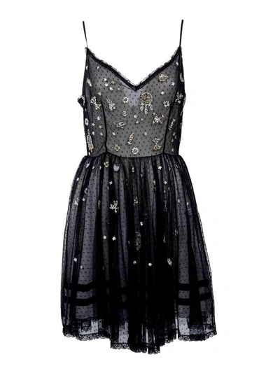 Ermanno Ermanno Scervino Mini Embroidery Dress In Black