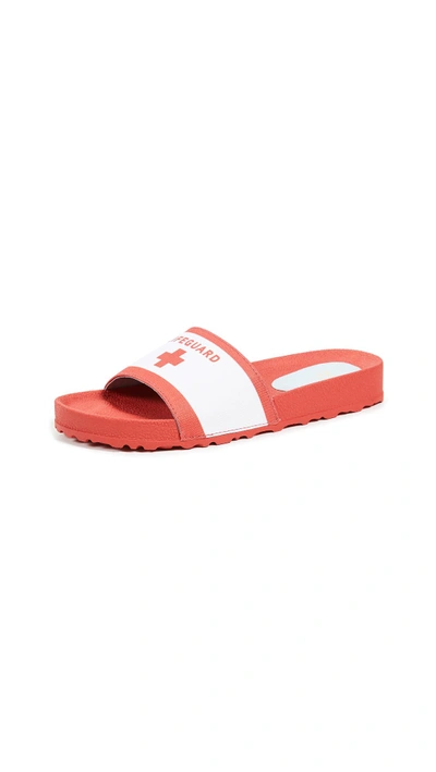 Frances Valentine Mai Lifeguard Slides In White/red
