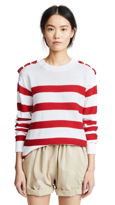 Rossella Jardini Crew Neck Sweater In White/red