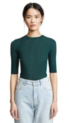 Vince Ribbed Sweater Tee In Agave