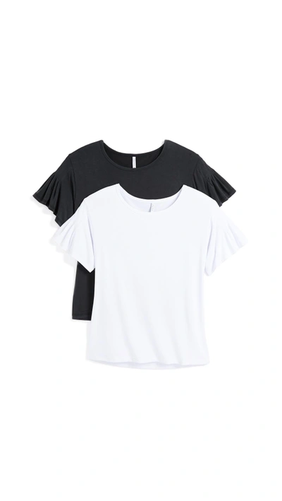 Z Supply The Ruffle Tee 2 Pack In White & Black