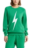 Aviator Nation Bolt Graphic Sweatshirt In Kelly Green/white