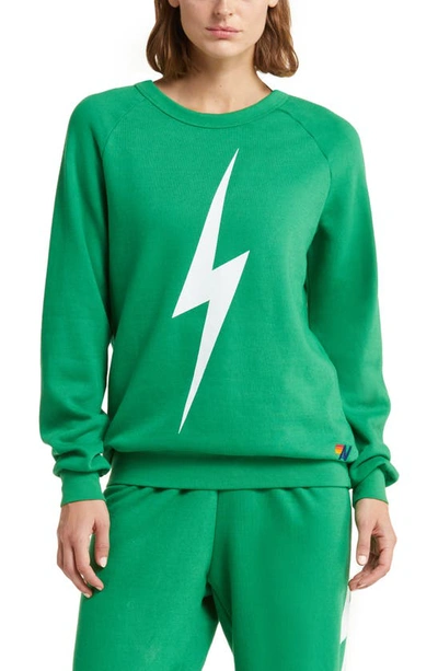 Aviator Nation Bolt Graphic Sweatshirt In Kelly Green/ White