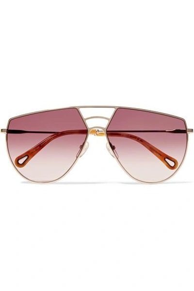 Chloé Aviator-style Gold-tone Sunglasses