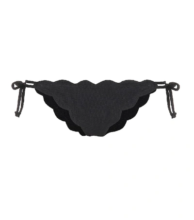 Marysia + Net Sustain Mott Scalloped Recycled Seersucker Bikini Briefs In Black