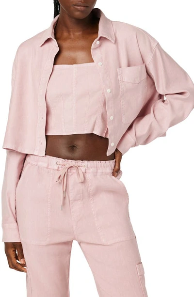 Hudson Oversized Cropped Shirt In Pink