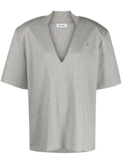 Attico V-neck Cotton T-shirt In Grey
