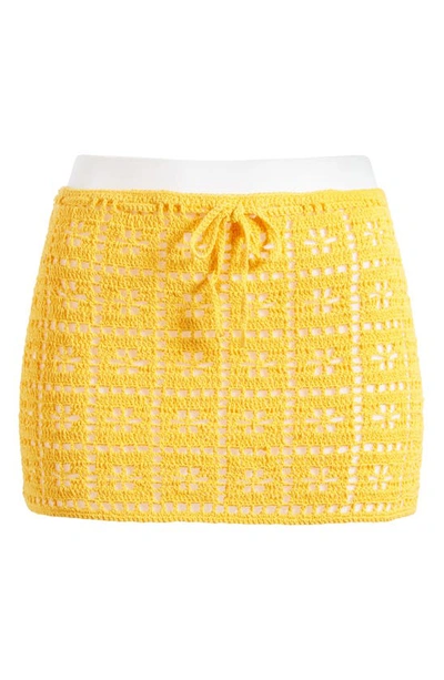 Memorial Day Kembang Crochet Miniskirt In Yellow