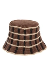 Memorial Day Plaid Crochet Bucket Hat In Girl Scout