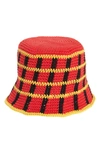 Memorial Day Plaid Crochet Bucket Hat In Racer
