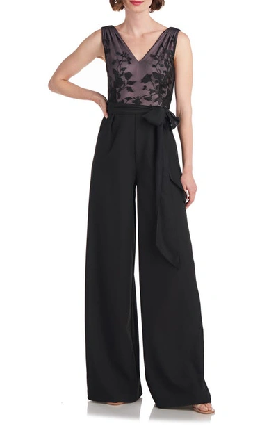 Js Collections Lanie Tulle Bodice Jumpsuit In Black/ Soft Lavender