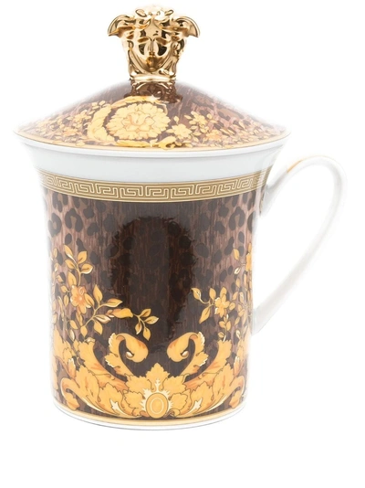 Versace Wild Floralia Porcelain Mug In Yellow