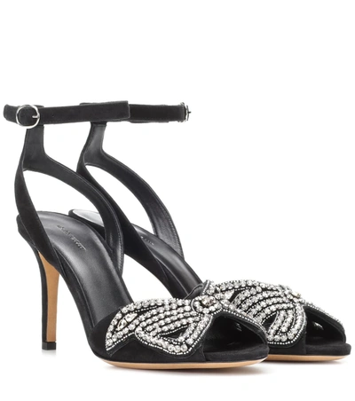 Isabel Marant Abelly Crystal-embellished Suede Sandals In Black